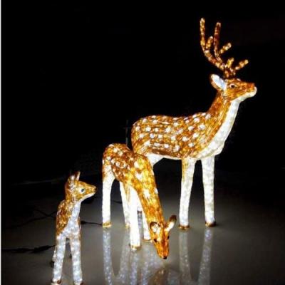 China 3D Outdoor Polar Reindeer Sculpture LED Decoration Acrylic Pattern Light For Christmas Patio Ornament Lights for sale