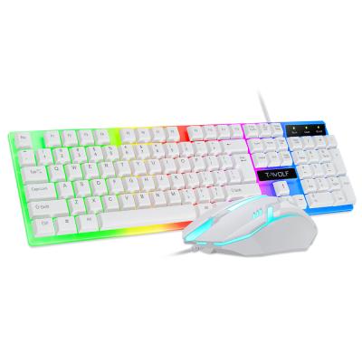 China 2021 Waterproof Pull Down Factory Price LED Light Wired Gaming Keyboard And Mouse Combos for sale