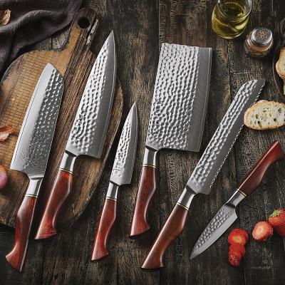 China CLASSIC 6PCS Powder Steel Kitchen Knives 73 Layers Damascus Powder Steel Kitchen Knife Set for sale