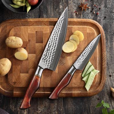 China 2PCS Viable 73 Layers Damascus Steel Knife Set Kitchen Knife Powder Damascus for sale