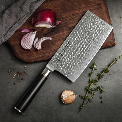 China Professional Stocked 7 Inch Chinese Damascus Steel Kitchen Cleaver Knife for sale