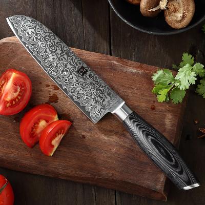 China 7 Inch Viable Effortlessly Use Japanese Damascus Steel Kitchen Santoku Knife for sale