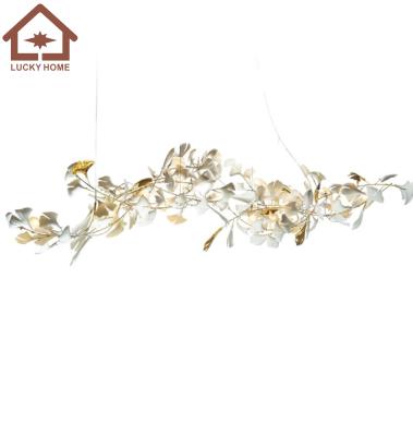 China Modern Modern Lamps White Ceramic Leaf Chandelier Furniture Hotel Customized Decorative Lamps for sale