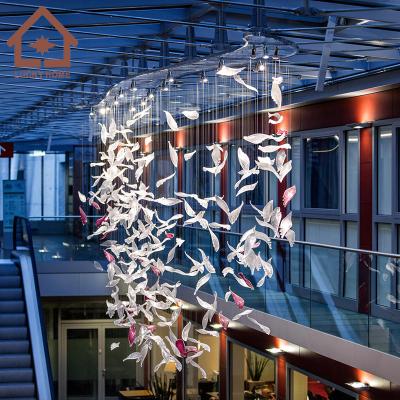 China Modern Custom Hotel Lobby Stained Lamp Banquet Hall Glass Nonstandard Engineering Lighting Luxury Hotel Engineering Chandeliers for sale