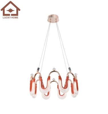 China Modern Living Room Chandelier Ring Chandelier Led Acrylic Lamp Style Wrapping Art Decorative Lighting Modern Light Luxury Lamp for sale