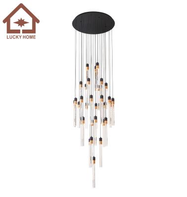 China Modern Spiral Led Drop Acrylic Stair Light Fixture Pendant Warm White Led Dimmer Customized for sale