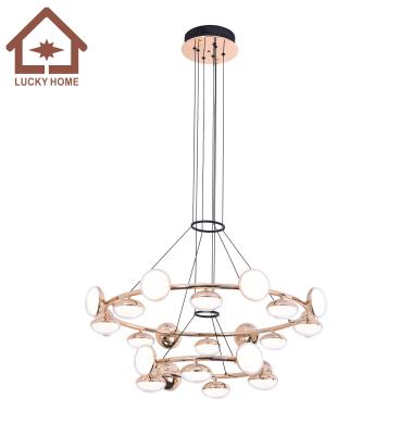 China New Modern K9 Crystal Chandeliers Iron Villa Lighting, Luster Cristal Hang Lamp, Luxury Indoor Pendant Lights for sale