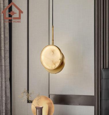 China Nordic modern moon marble table chandeliers, modern iron bedside gold hanging light, attic stair pendant lamps for sale