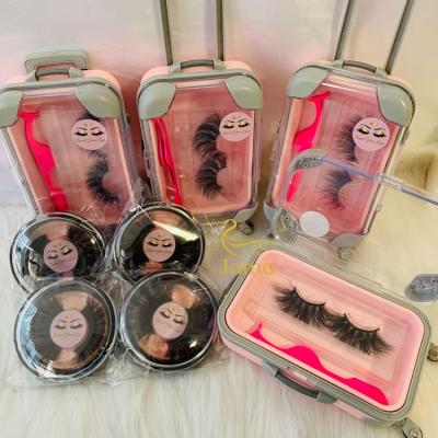 China 25mm 3d mink eyelashes small suitcase boxes 30mm deep fluffy mink lashes with 2020 newest lashes packaging for sale