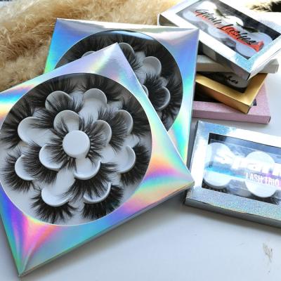 China Deep 7 Pairs Mink Lashes Wholesale 25mm Mink Lashes With Flower 5D 6D Books Mink Lashes for sale