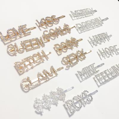 China Daily Silver Plated Letter Crystal Bobby Hair Pin For Girls Word Hair Clips Jewelry Accessories Lovely Hair Eco-Friendly/Recyclable/Fancy for sale