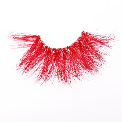 China Thick Strip Colored Part Lashes 25mm Mink Lashes Wholesale Red Color Lashes for sale