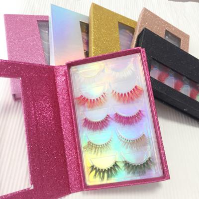 China Private label 3d eyelash thick mink wholesale lashes book colorful eyelash strip lashes 5 pairs lashes book for sale