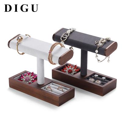 China Jewelry Display Digu Black Walnut Jewelry Display Rack Bracelet And Ring Collection Stand Watch Display Prop for sale