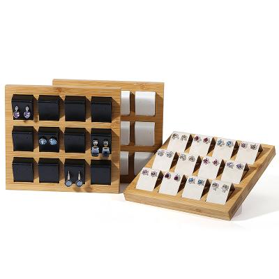 China DIGU Jewelry Store Wholesale Velvet Jewelry Earrings With Storage Jewelry Tray Stand Custom Wooden Jewelry Display Tray for sale