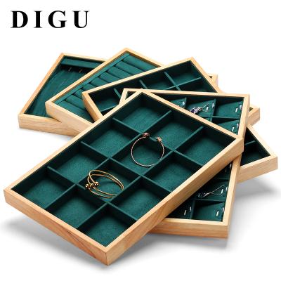 China Solid Wood Jewelery Display Digu Ring Dish Necklace Bracelet Jewelry Display Tray Counter See Pallet 12 Storage Box for sale