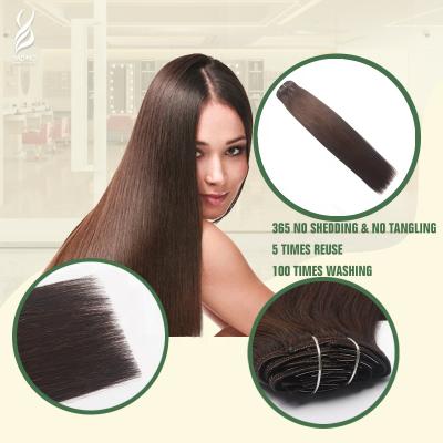 China YADING Straight Clip-In Hair Extensions #2 Dark Brown 14-24Inch Wavy Wholesale For Women Remy Human Virgin 100% Natural Raw for sale