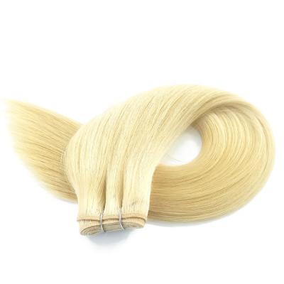 China Straight Machine Hair Weft Extensions #613 Bleach Blonde 22 Inch 100% Cuticle Aligned Weave 12A Double Drawn Remy Human Virgin Hair Weft for sale