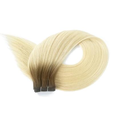 China Straight Machine Hair Weft Extensions R8/60 Rooted Brown Blonde 100% Cuticle Aligned Remy Human Virgin Hair Bundles Weave Weft Quality for sale