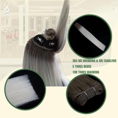 China YADING 18inch R8-60 Ombre Machine Straight 100%Intact Color Weft Good Quality Cuticle Aligned Virgin Human Remy Hair Weave Extension for sale