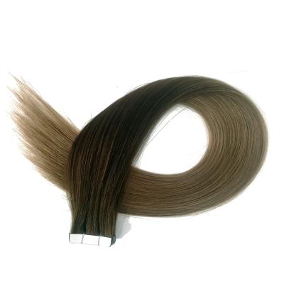 China Straight Tape In Human Hair Cuticle Aligned Remy Hair Wefts Wholesaler 12A 14-24 Inch Double Human Hair Extension OM3/8 Brown 100% Virgin Hair for sale