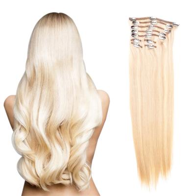 China Straight Clip In Hair Extensions #60 Virgin Human Hair Cuticle Aligned Hair Unprocessed Clip-in Bundle Weave Blonde For Sale Wholesaler for sale