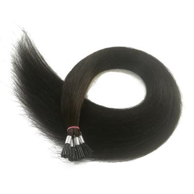 China 22 Inch Straight Natural Black 100% Human Virgin Hair Extensions #1B I-Tip Hair Cuticle Aligned 12A Drawn Remy Hair Bundles Weave Double for sale