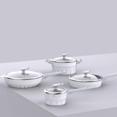 China Sustainable Le-Koch Fashion Design Aluminum 4-Piece Non-Stick Pots and Pans Cookware Set for the Home Kitchen for sale