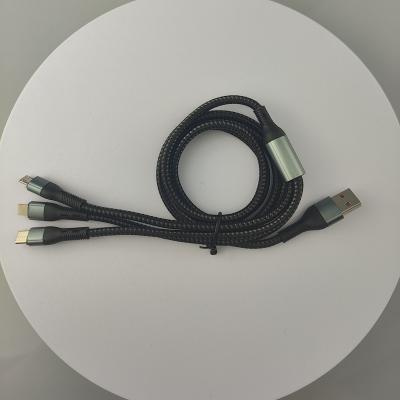 China Laptop 2023 Hot sell 1.2M 3 In 1 Micro USB Type C Charger Cable Multi Usb Port nylon braid Usb Charging Cable For Mobile Phone Cables for sale