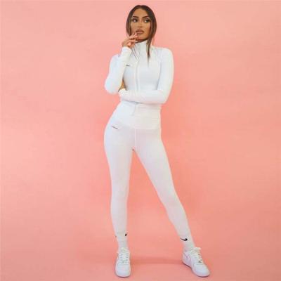 China Sustainable Workout Clothing Sets For Women Jogging Sportswear Fall 2 PC Sweat Suit Long Sleeve Zipper Fitted Pants Two Piece Set for sale