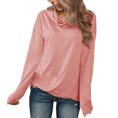 China Senior Sustainable Sustainable Woman Long Sleeve T-shirt Wear Pile Solid Collar 2021 Fashionable Comfortable Casual for sale