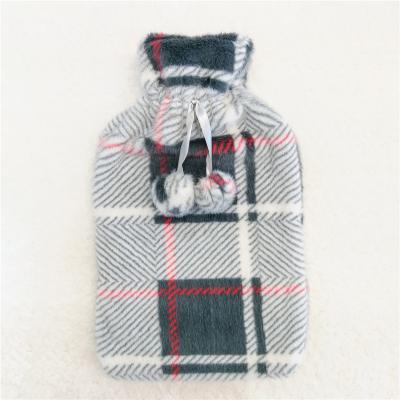 China Classic Body Warmer Hand Warmer Plaid Pattern Plush Hot Water Bag Cover for sale