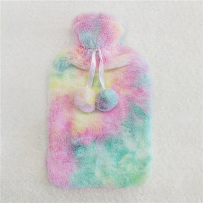 China Body Hand Warmer Rubber Reusable Hot Water Bottle With Plush Sheepskin Cover Natural for sale