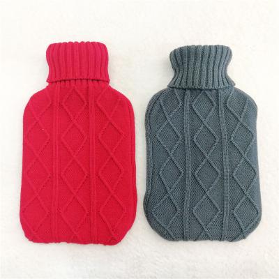 China Body Hand Warmer Water Bottle Warm Rubber Hot Water Bag With Knitted Cover For Hot Therapy for sale