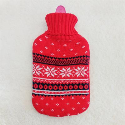 China Body Warmer Hand Warmer Water Bottles Wholesale Hot Water Bag With Printed Knitted Cover for sale