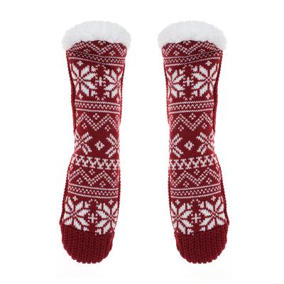 China Custom Thermal Winter Fuzzy Slipper Floor Antislip Fleece Warm Socks Anti-Slip for sale