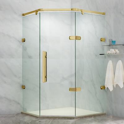 China Modern Luxury High Quality Shower Room Handle Hardware Gold Eniking Gold Stainless Glass Flange for sale