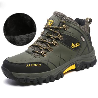 China Waterproof Leather Rubber Mens Boots Winter Outdoor Hiking Shoes Plus Size for sale