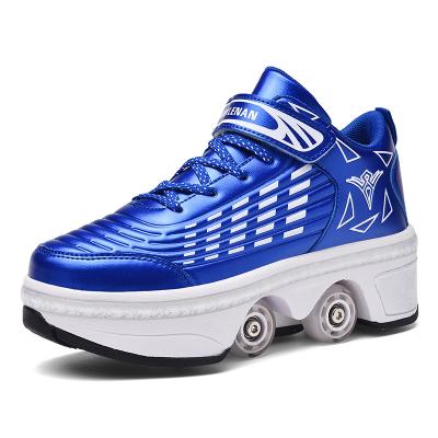 China EVA Deformed Kick Wheel Shoes Retractable Roller Skate Shoes With 4 Wheels Kids Women for sale