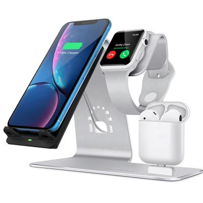 China 2019 Multifunction Qi-enabled Devices 3 In 1 Tabletop Qi Wireless Charger With Stand for sale