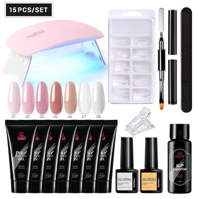 China Poly Gel Nail Kit With UV LED Lamp and Foil Flakes Rubber Base UV Gel for Nail Beauty for sale