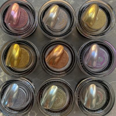 China Nail powder Super bright metal magic mirror powder for nail enhancement retro golden nail art decoration for sale