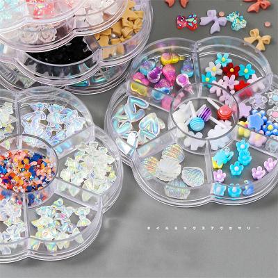 China 7 Grids Mixed Style Resin Nail Art Jewelry Accessories for Bow Tie Bear Lollipop Flower for sale