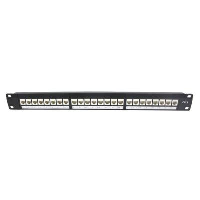 China Rack Mount UTP RJ45 Network Patch Panel 19 Inch 1U CAT6A 24 Port 48 Port for sale