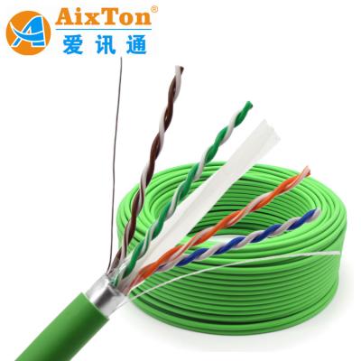 China Pure Bare Copper Conductor Indoor Outdoor Network Communication Cable Cat6a Single Shielded FTP CAT6a Cable for sale