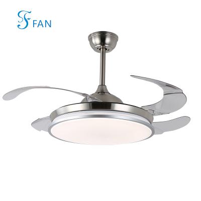 China 42 Inch PC Lampshade Living Room Fan LED 36W Contemporary Ceiling Fan Light 4 Pieces Blades Ceiling Fans With Remote Control Led Lights for sale