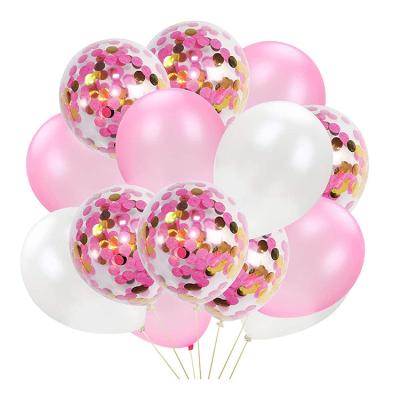 China Decoration 60Pcs metallic pink and Gold Confetti Balloon Set 12Inch Pink Latex Party Balloons White Balloon for Wedding Birthday for sale