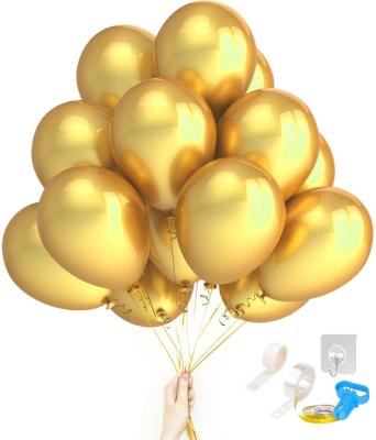 China 100 Pack Gold Latex Advertising Toy Balloons Party Decorations Supplies 12 Inch Round Helium Glossy Balloons Arch For Gender Reveal Wedding for sale