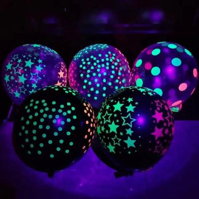 China Promotion China Factory 12inch Blacklight Party Balloons Containing 12inch Sequins Fluorescent Latex Balloons That Glow In The Dark for sale