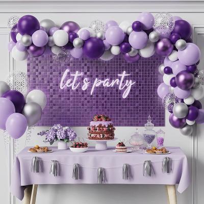 China Gift Toy White Purple Balloons Garland Kit Silver Confetti Purple Metallic Balloon Arch Kit For Party Supplies for sale